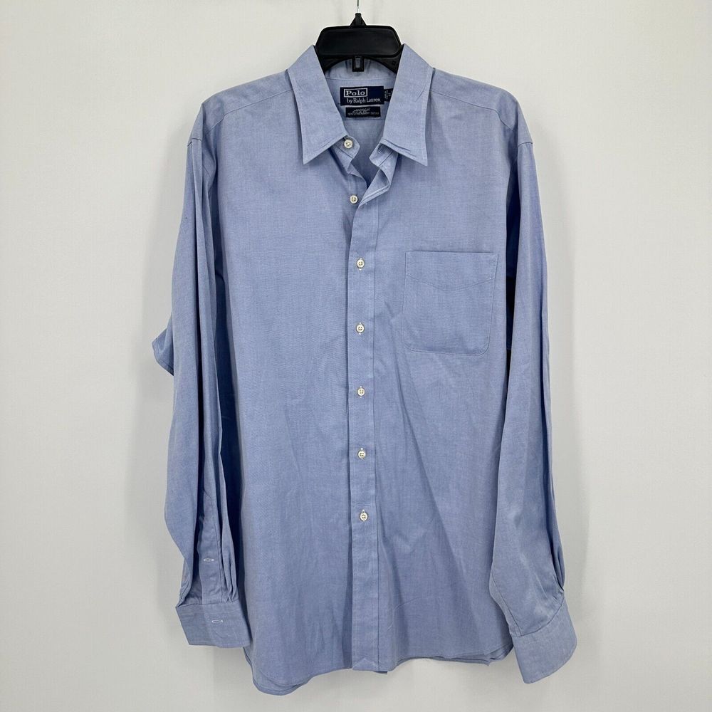 Vtg Polo Ralph Lauren Andrew Dress Shirt‎ Mens 17 Blue Button Up Formal Business